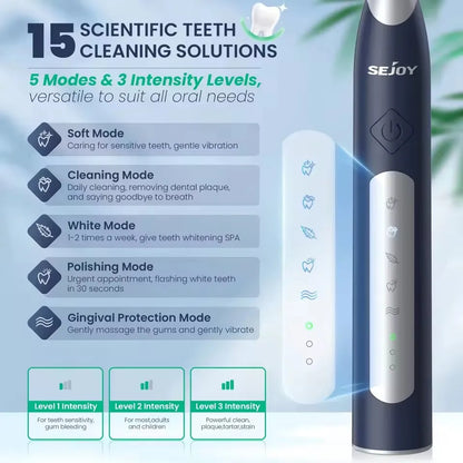 Electric Sonic Toothbrush with 10 Replacement Heads - Sejoy