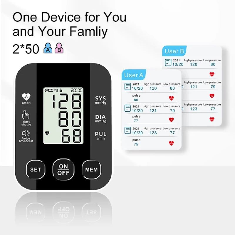 Digital Blood Pressure Monitor - 2 User Upper Arm Tonometer